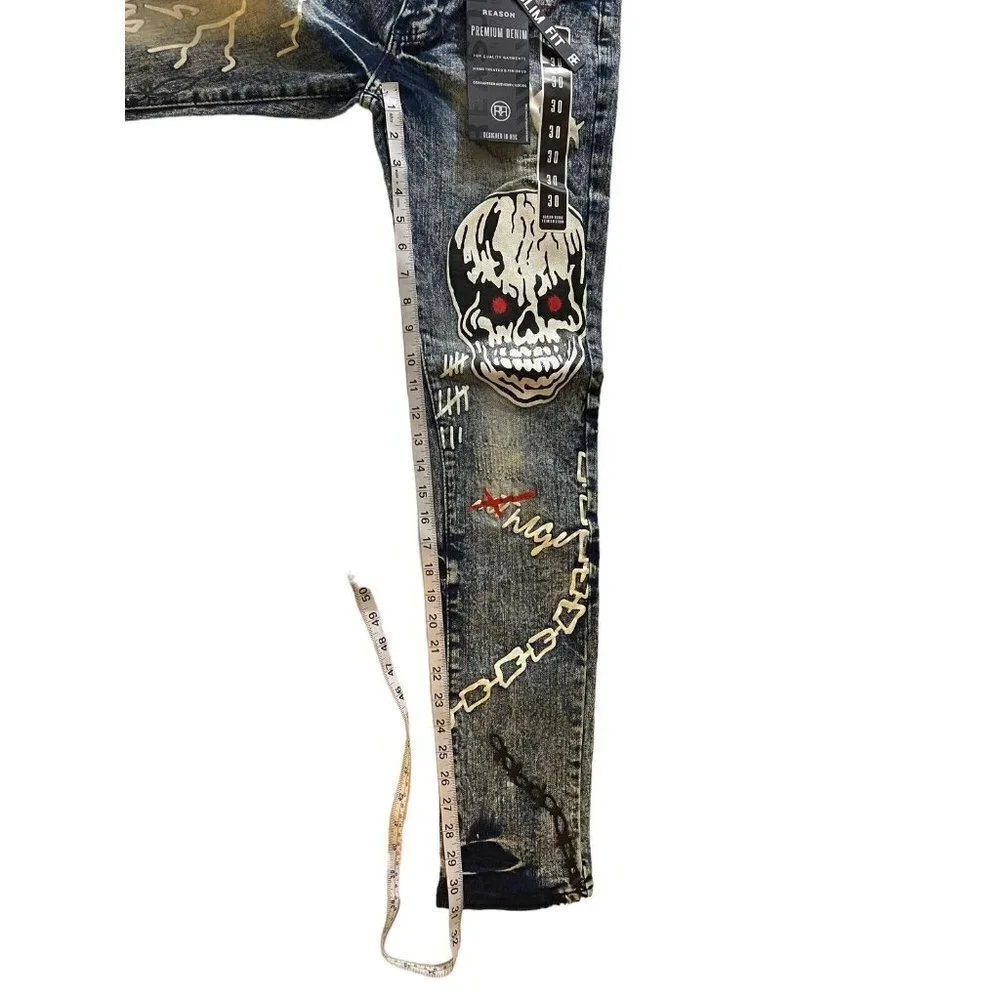 NWT Reason Skinny Jeans Move in‎ Silence Skateboard Streetwear 30Wx32L - Picture 8 of 13